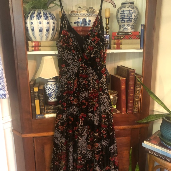 Anthropologie Eri & Ali Burnout Velvet Midi Tea Length Dress Size 14 Worn Once - Picture 3 of 5